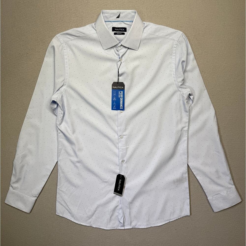 Nautica Men's Slim Fit Supershirt Dress Shirt Light Blue 15-15.5 34-35 $70
